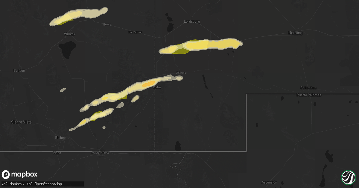 Hail map in Animas, NM on October 19, 2026