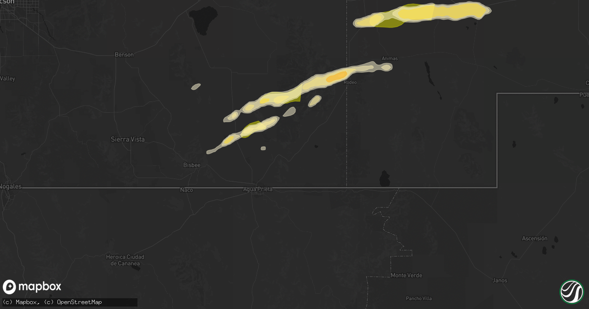 Hail map in Douglas, AZ on October 19, 2026