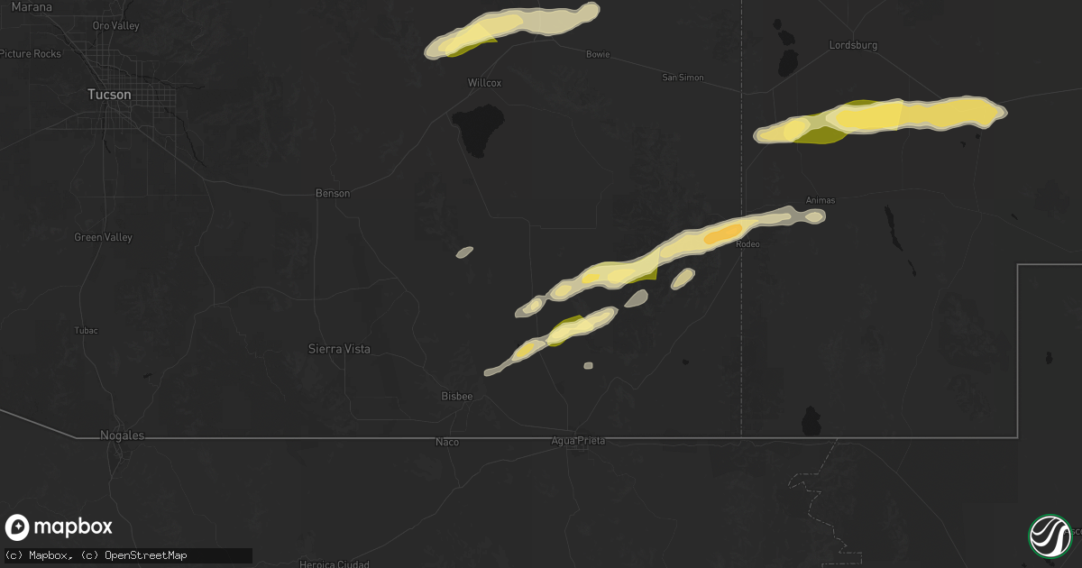 Hail map in Elfrida, AZ on October 19, 2026