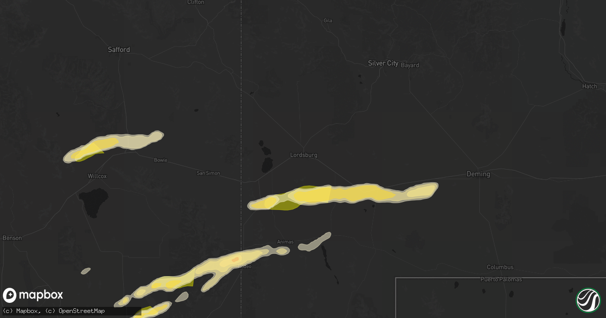 Hail map in Lordsburg, NM on October 19, 2026