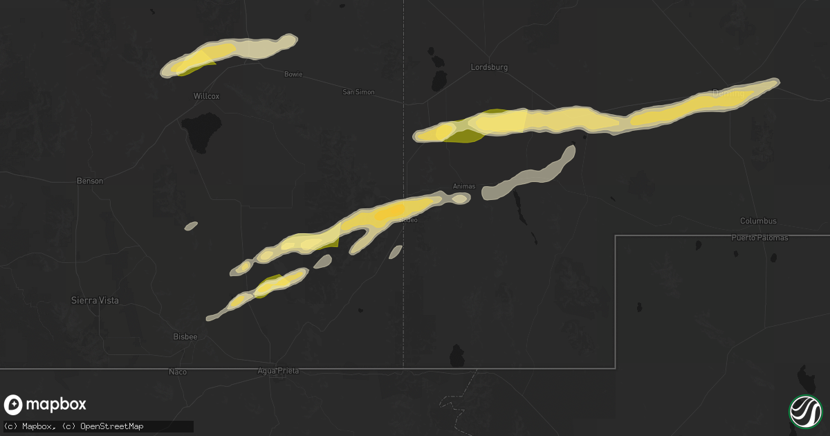 Hail map in Rodeo, NM on October 19, 2026