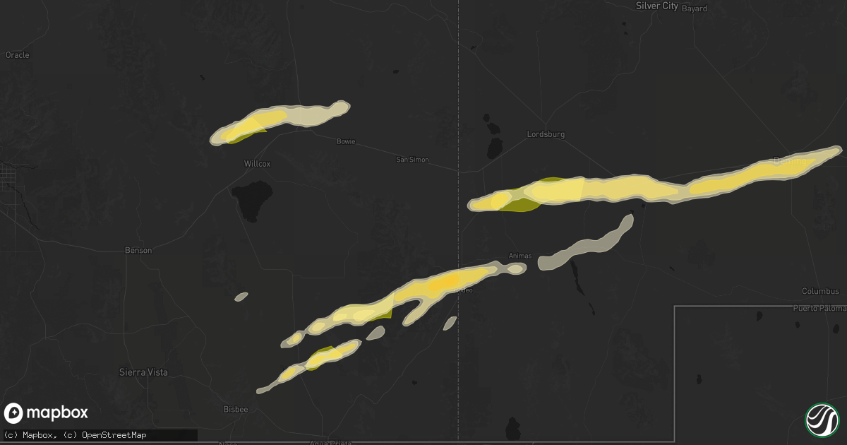 Hail map in San Simon, AZ on October 19, 2026