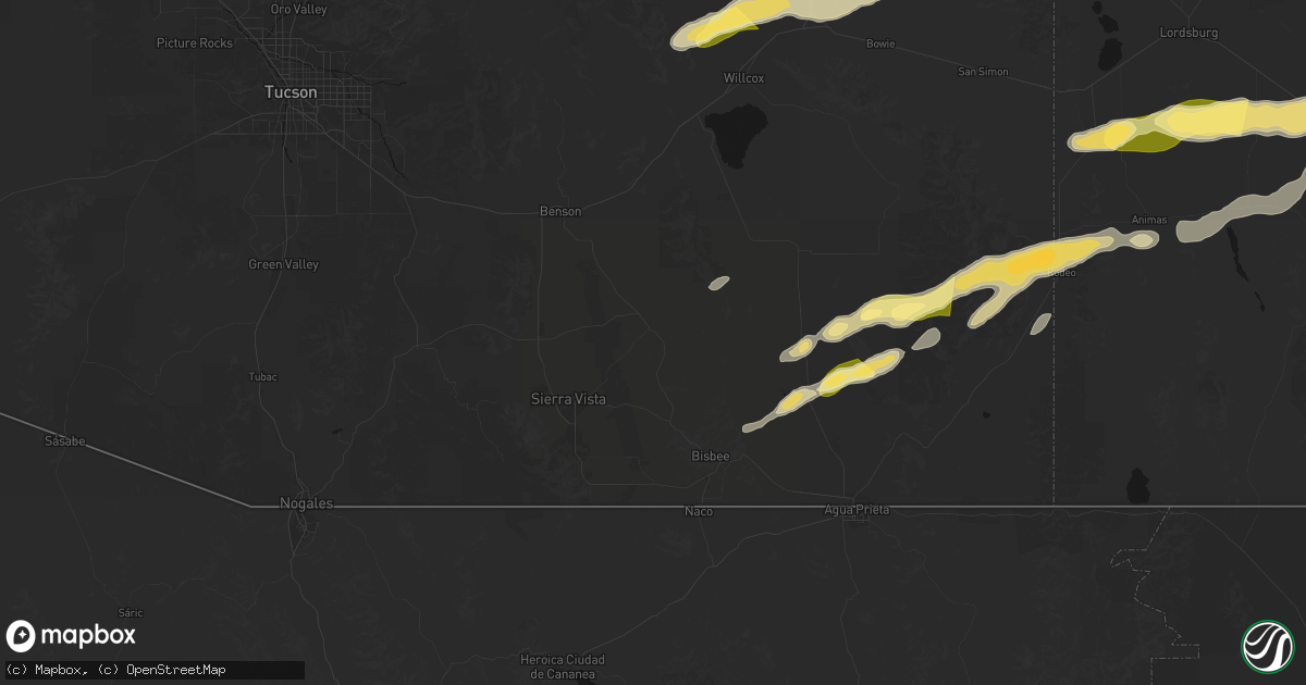 Hail map in Tombstone, AZ on October 19, 2026