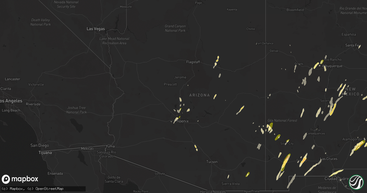 Hail map in Arizona on October 20, 2015