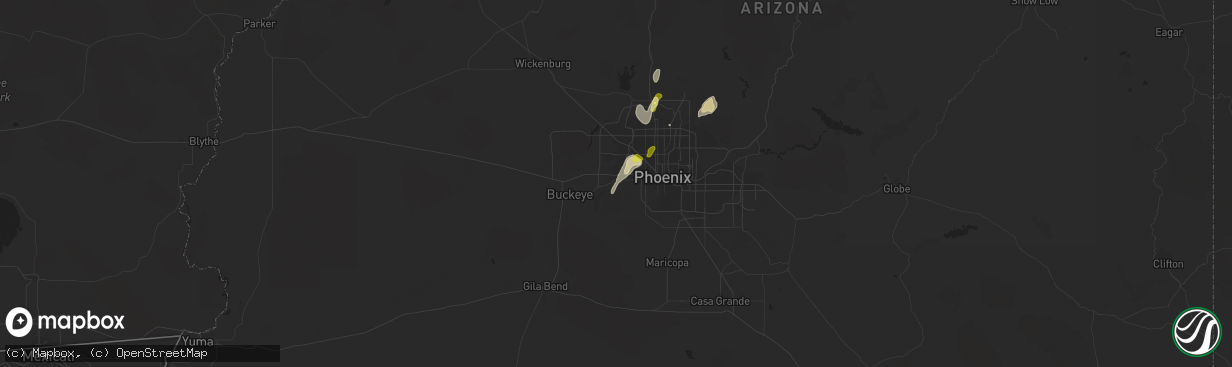 Hail map in Avondale, AZ on October 20, 2015