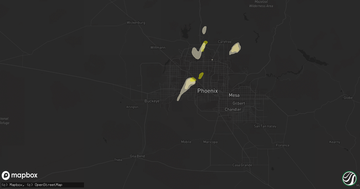 Hail map in Avondale, AZ on October 20, 2015