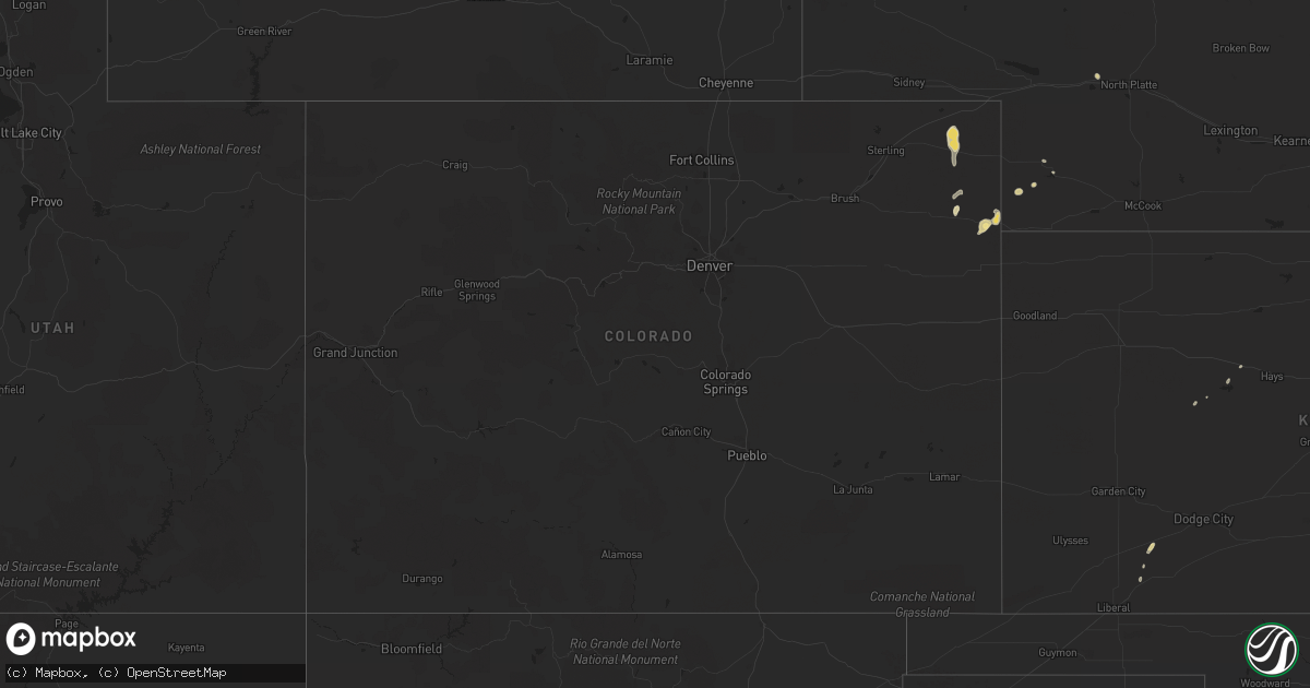 Hail map in Colorado on October 20, 2015