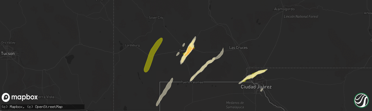 Hail map in Deming, NM on October 20, 2015