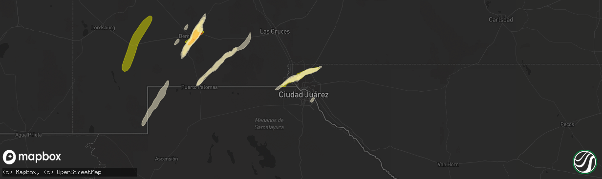 Hail map in El Paso, TX on October 20, 2015