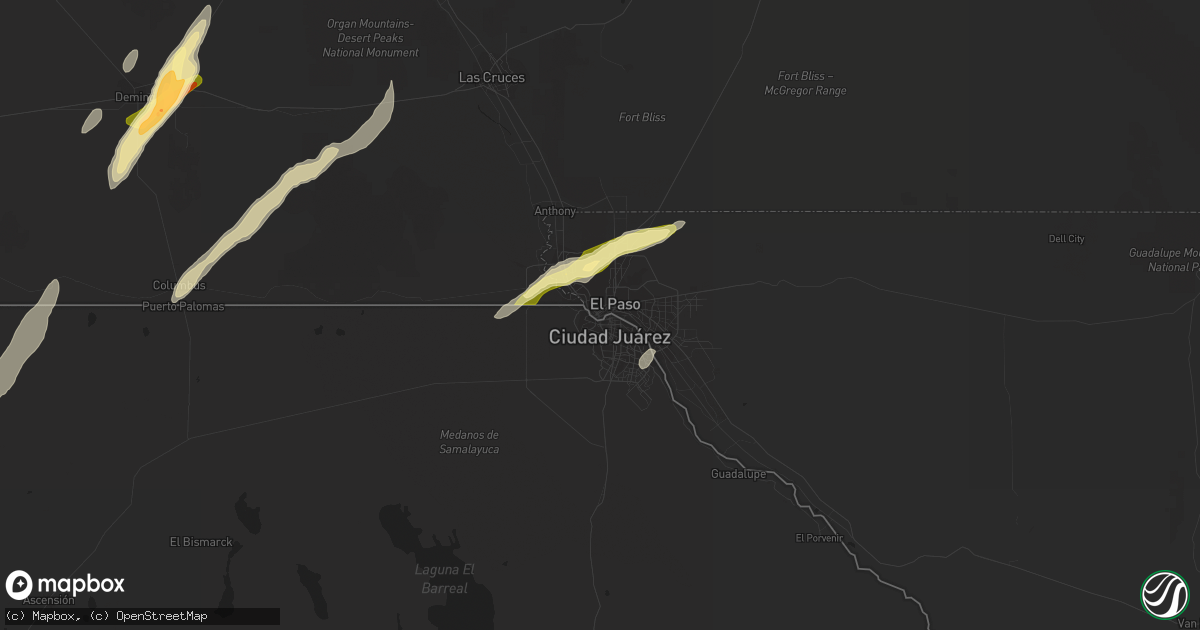 Hail map in El Paso, TX on October 20, 2015