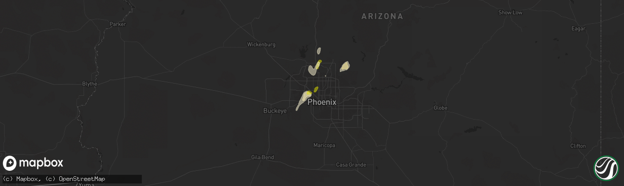 Hail map in Glendale, AZ on October 20, 2015