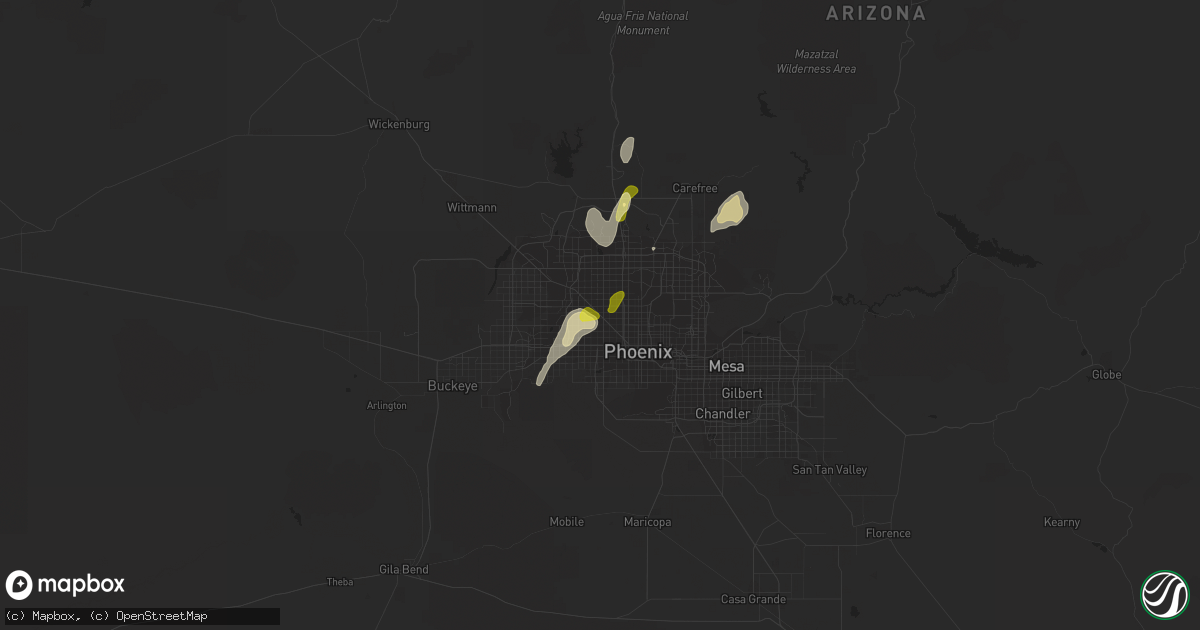 Hail map in Glendale, AZ on October 20, 2015