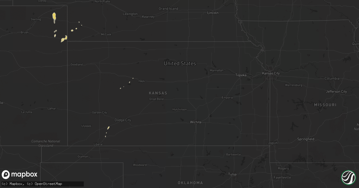 Hail map in Kansas on October 20, 2015