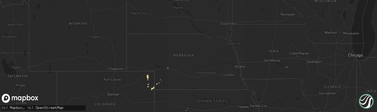 Hail map in Nebraska on October 20, 2015