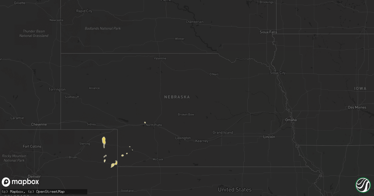 Hail map in Nebraska on October 20, 2015