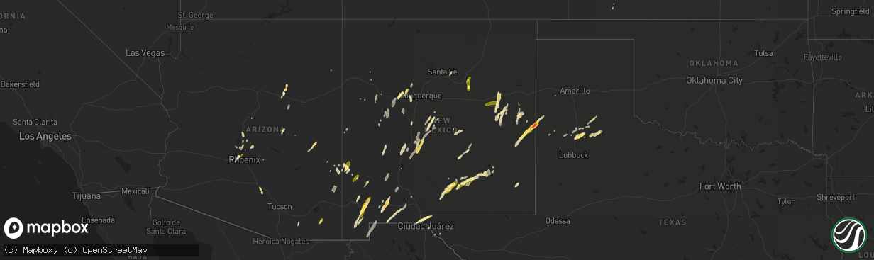 Hail map in New Mexico on October 20, 2015