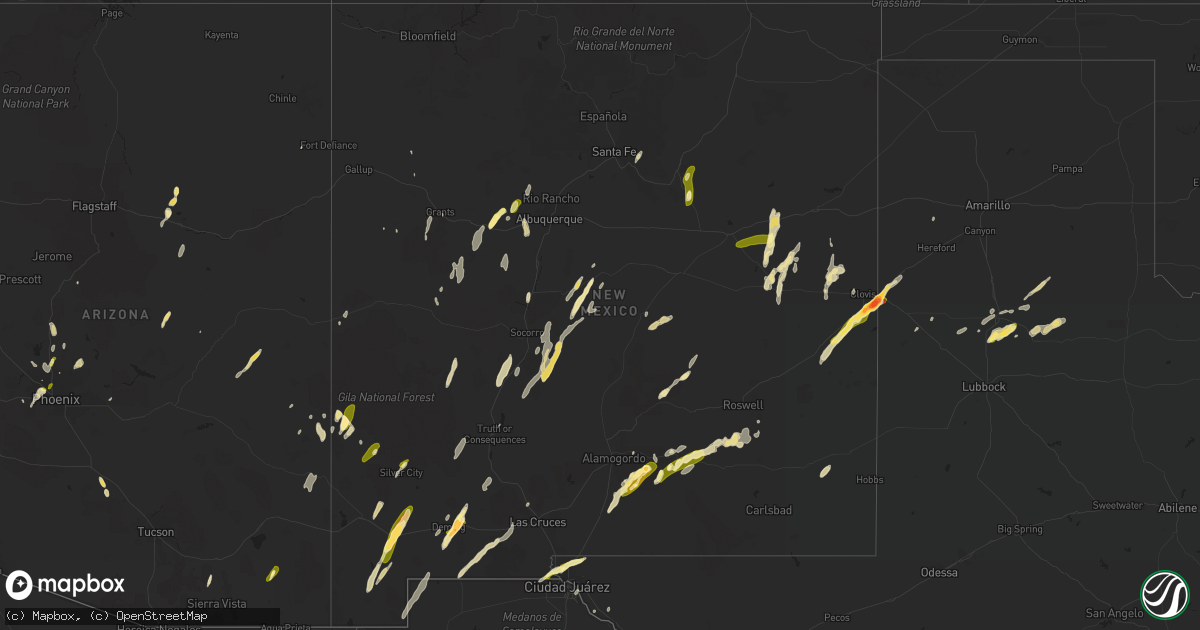 Hail map in New Mexico on October 20, 2015