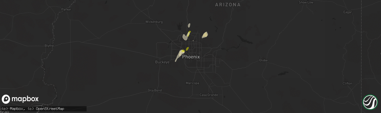 Hail map in Phoenix, AZ on October 20, 2015