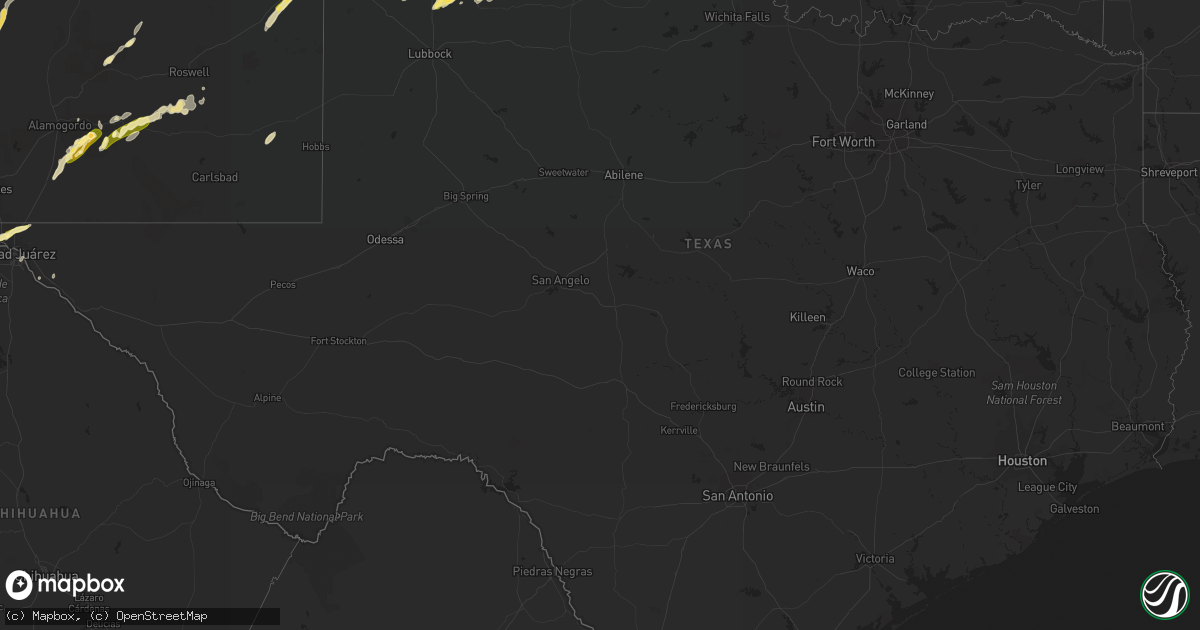 Hail map in Texas on October 20, 2015