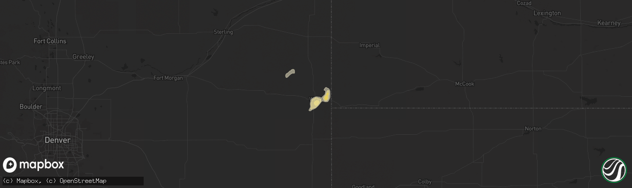 Hail map in Wray, CO on October 20, 2015