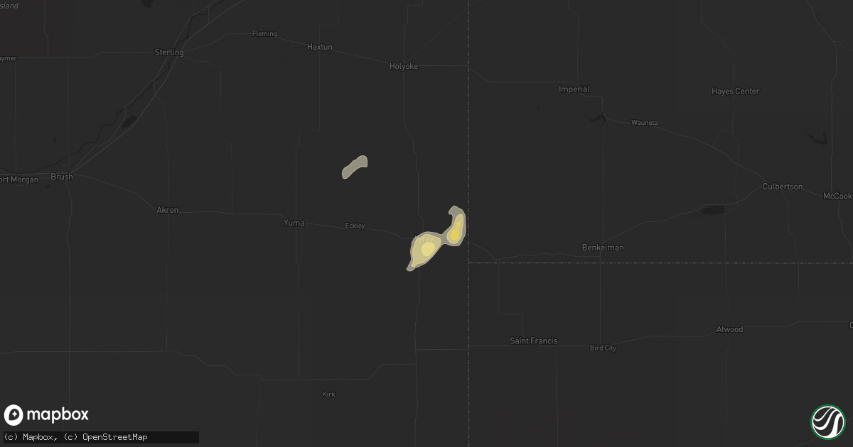 Hail map in Wray, CO on October 20, 2015