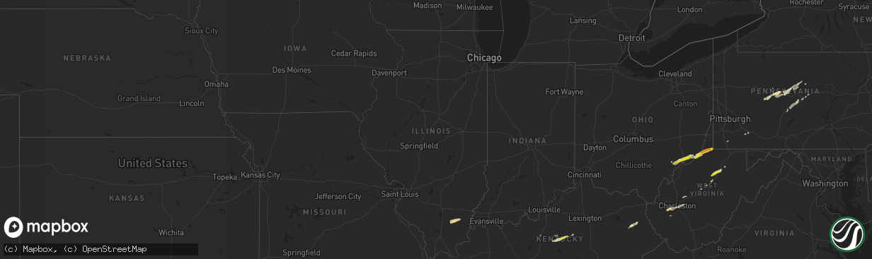 Hail map in Illinois on October 20, 2016