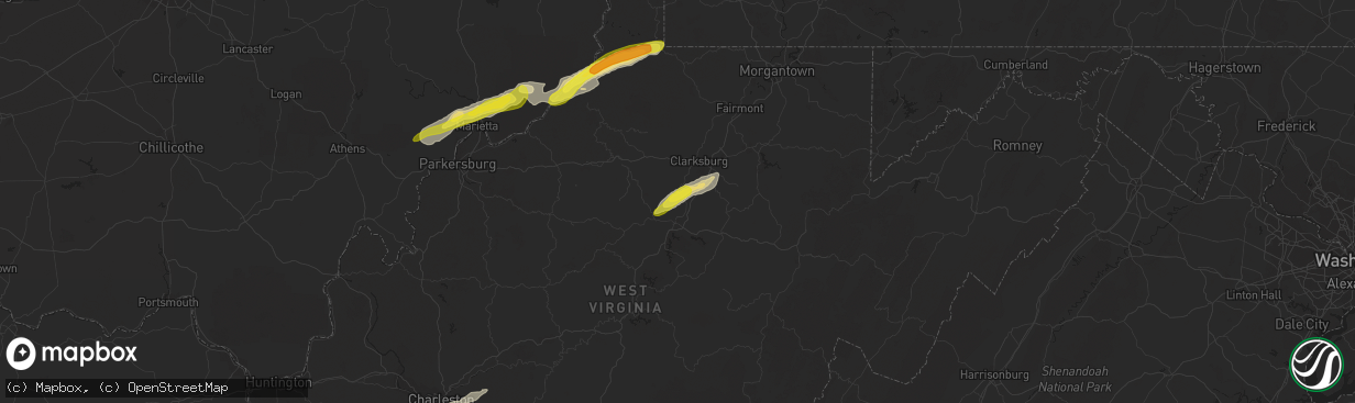 Hail map in Jane Lew, WV on October 20, 2016