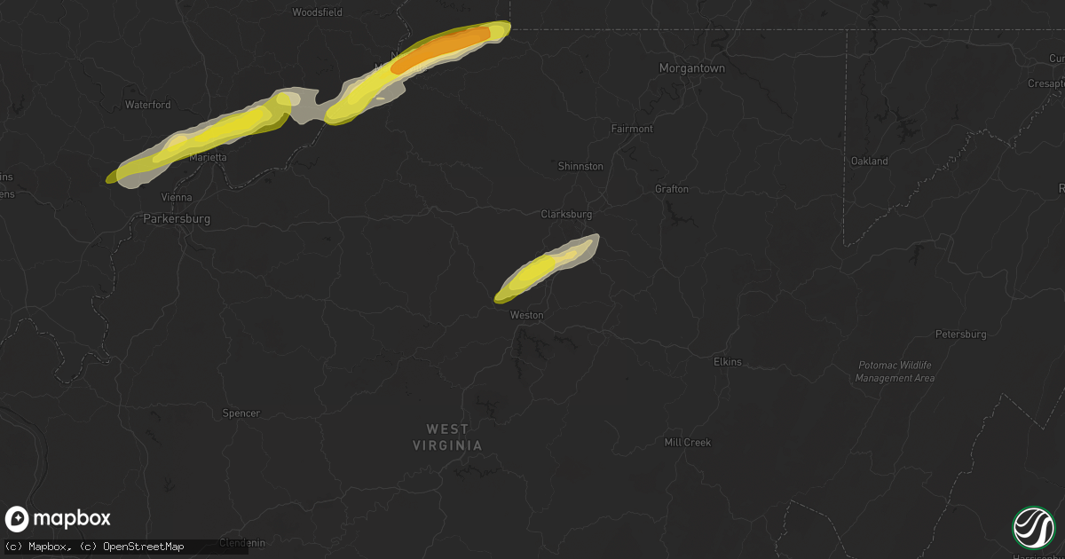 Hail map in Jane Lew, WV on October 20, 2016