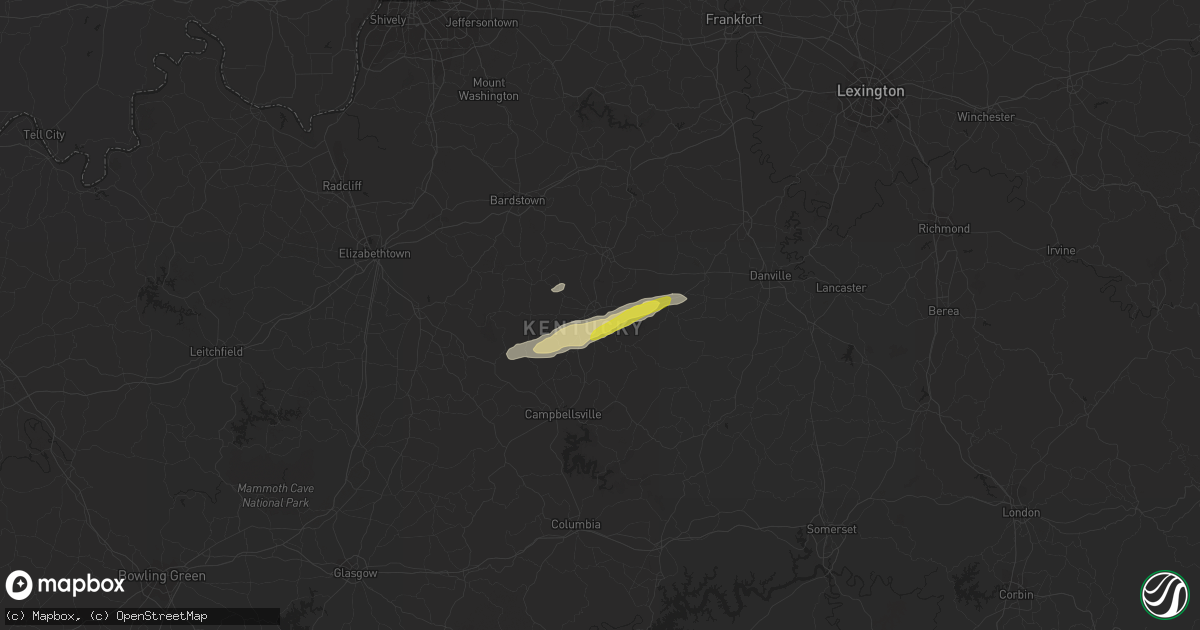 Hail map in Lebanon, KY on October 20, 2016