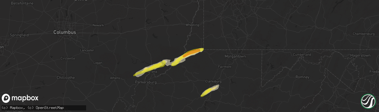 Hail map in New Martinsville, WV on October 20, 2016