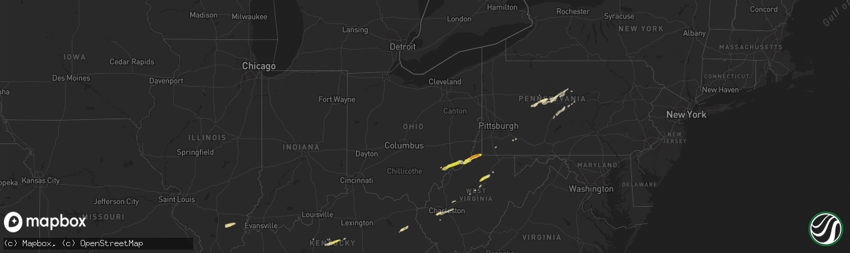 Hail map in Ohio on October 20, 2016