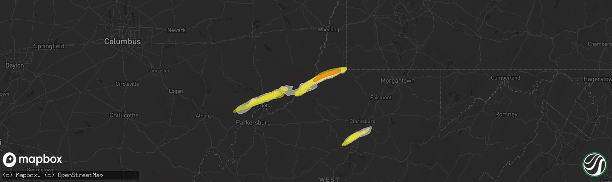 Hail map in Sistersville, WV on October 20, 2016