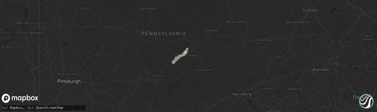 Hail map in State College, PA on October 20, 2016