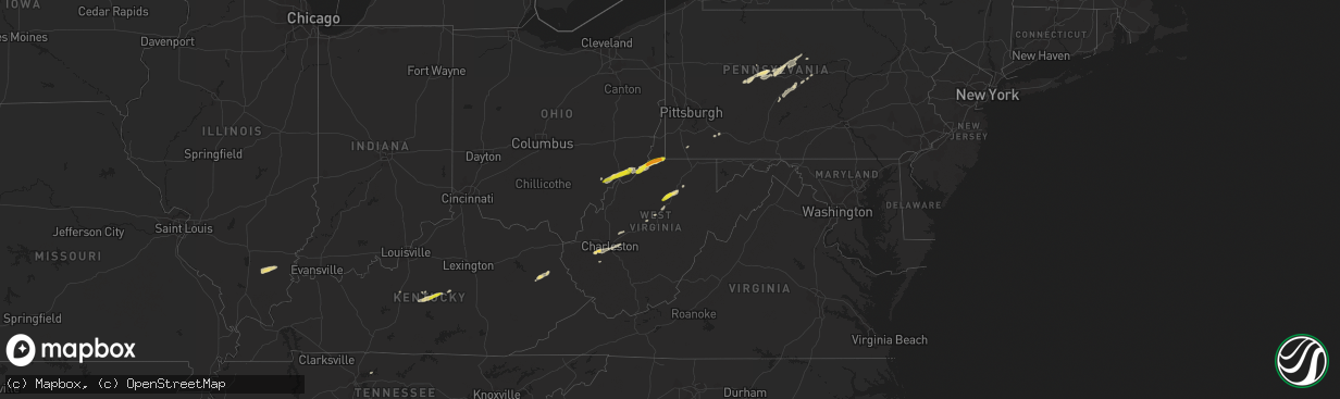 Hail map in West Virginia on October 20, 2016