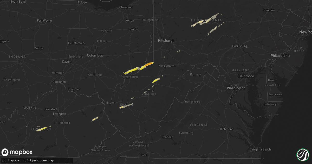 Hail map in West Virginia on October 20, 2016