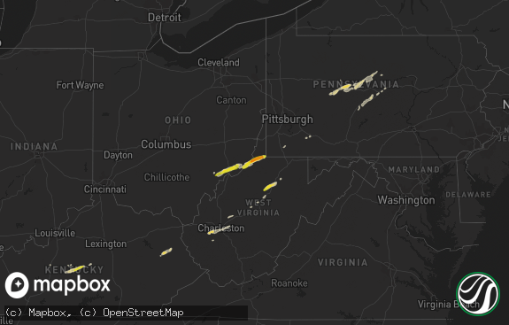 Hail map preview on 10-20-2016