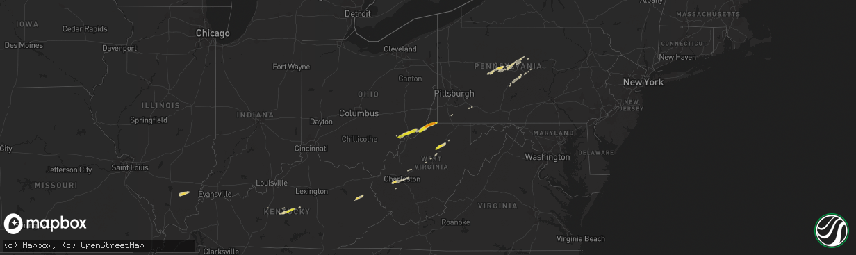 Hail map on October 20, 2016