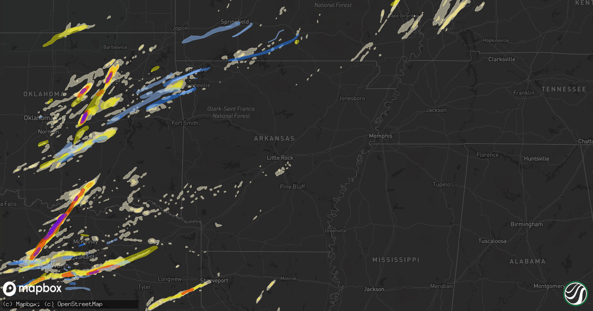 Hail map in Arkansas on October 20, 2019