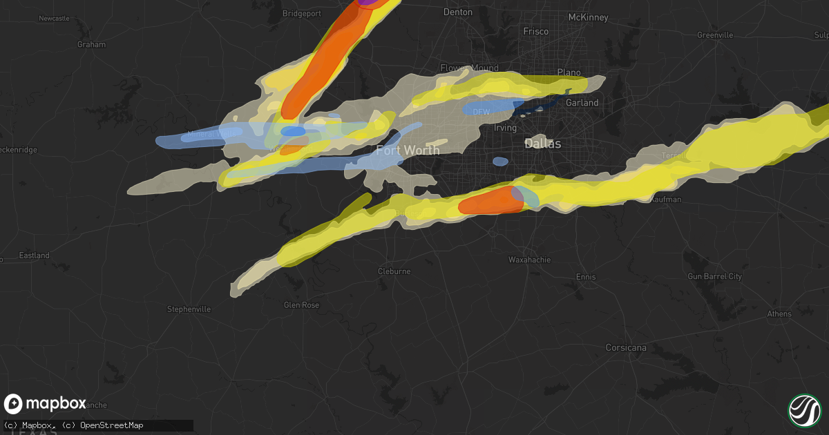 Hail map in Burleson, TX on October 20, 2019