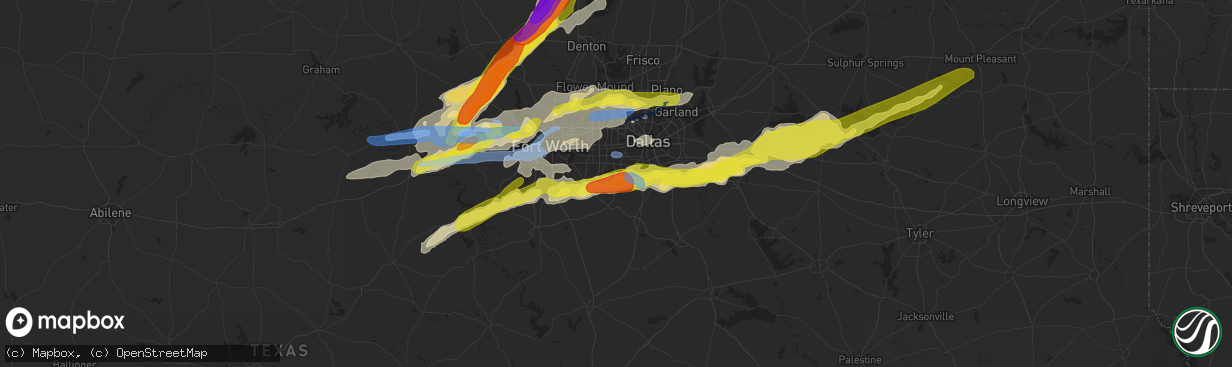 Hail map in Cedar Hill, TX on October 20, 2019