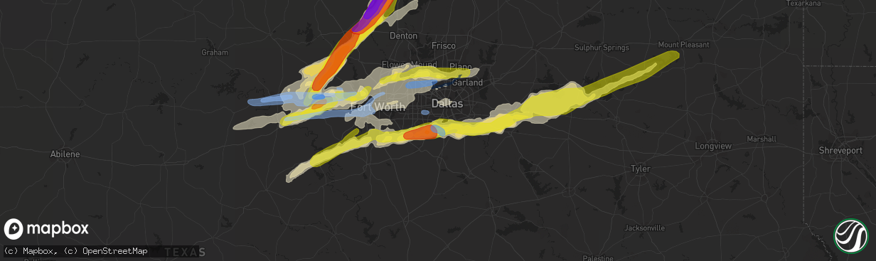 Hail map in Desoto, TX on October 20, 2019