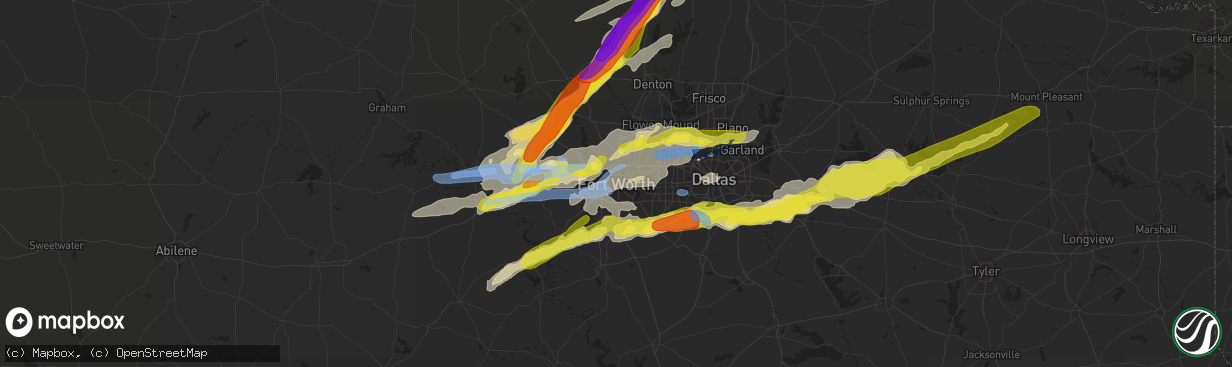 Hail map in Fort Worth, TX on October 20, 2019