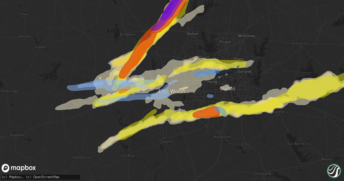 Hail map in Fort Worth, TX on October 20, 2019