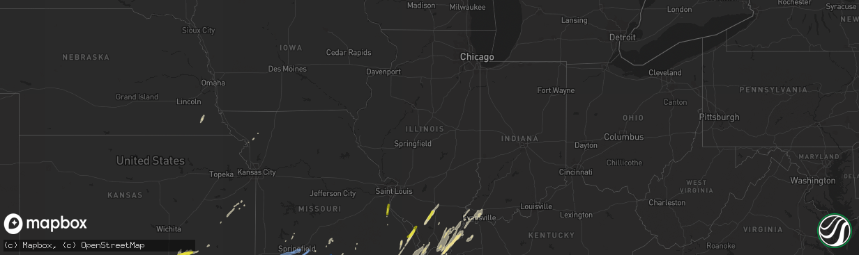 Hail map in Illinois on October 20, 2019