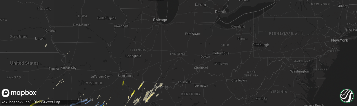 Hail map in Indiana on October 20, 2019