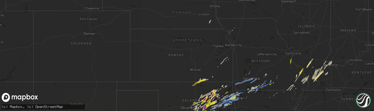 Hail map in Kansas on October 20, 2019