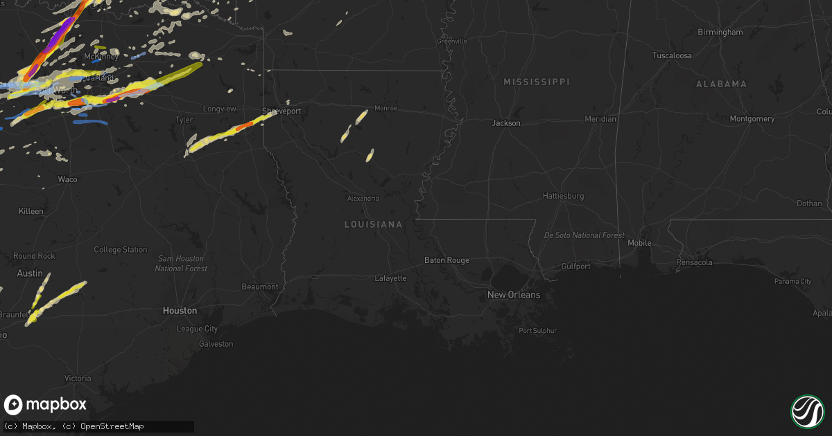 Hail map in Louisiana on October 20, 2019