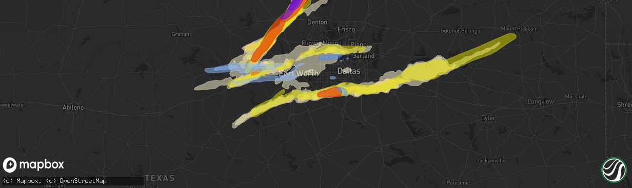 Hail map in Mansfield, TX on October 20, 2019