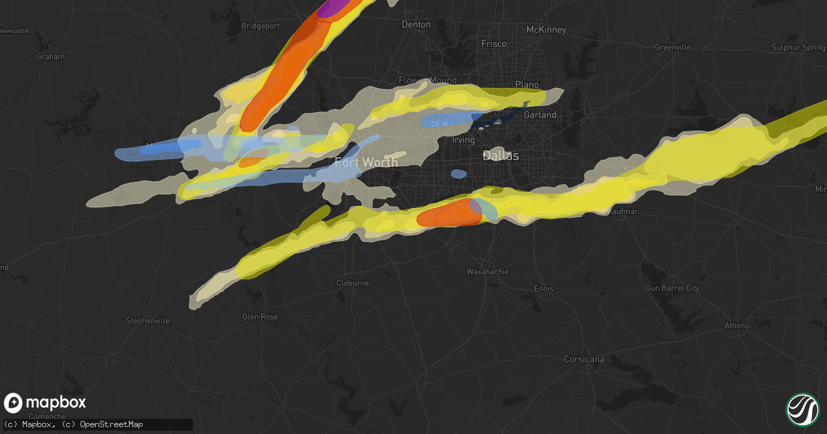 Hail map in Mansfield, TX on October 20, 2019