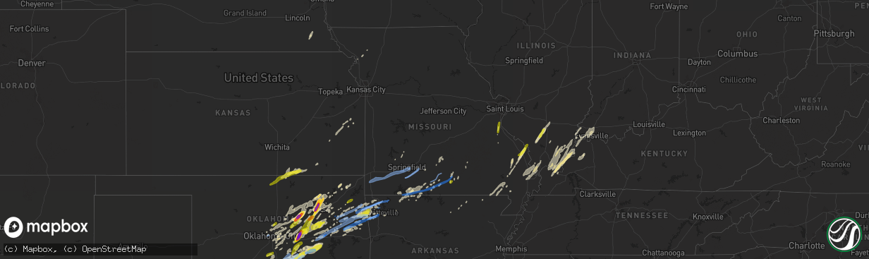 Hail map in Missouri on October 20, 2019